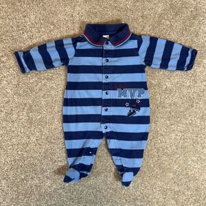 Carter's Newborn‎ Blue Striped MVP Baseball Romper Footed Sleeper